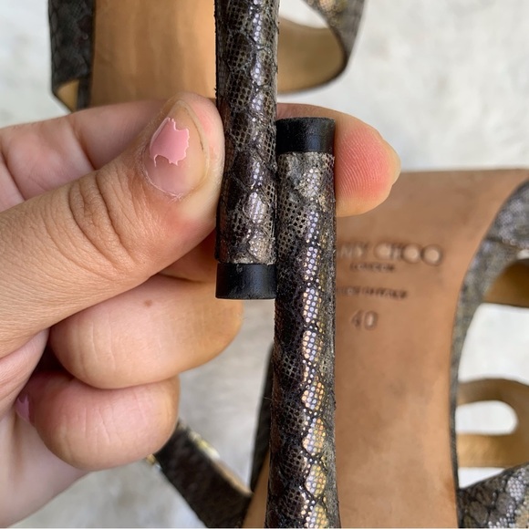 Jimmy Choo Women's Virtue Shimmer Snake Print Heels Size 40 - Picture 12 of 16